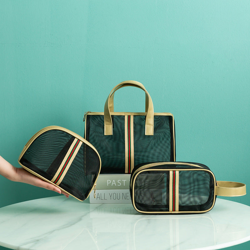 Wholesale Mesh Portable Makeup Travel Storage Bag Transparent Bathing and Swimming Bag